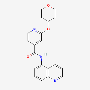 molecular formula C20H19N3O3 B2384675 N-(quinolin-5-yl)-2-((tetrahydro-2H-pyran-4-yl)oxy)isonicotinamide CAS No. 2034391-87-0