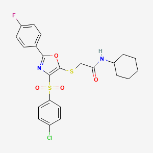 2-((4-((4-chlorophenyl)sulfonyl)-2-(4-fluorophenyl)oxazol-5-yl)thio)-N-cyclohexylacetamide