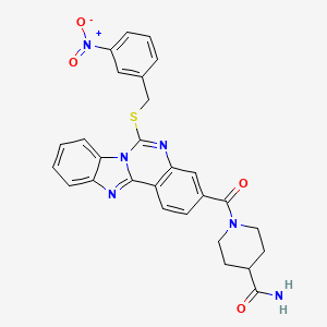 B2384703 1-[6-[(3-Nitrophenyl)methylsulfanyl]benzimidazolo[1,2-c]quinazoline-3-carbonyl]piperidine-4-carboxamide CAS No. 443349-36-8