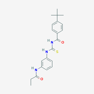 molecular formula C21H25N3O2S B238471 4-tert-butyl-N-{[3-(propanoylamino)phenyl]carbamothioyl}benzamide 