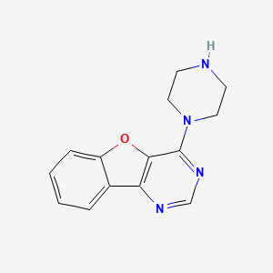 molecular formula C14H14N4O B2384736 4-(Piperazin-1-yl)benzofuro[3,2-d]pyrimidine CAS No. 380339-27-5