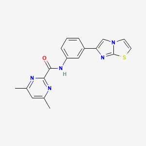 N-(3-Imidazo[2,1-b][1,3]thiazol-6-ylphenyl)-4,6-dimethylpyrimidine-2-carboxamide