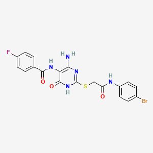 N-(4-amino-2-((2-((4-bromophenyl)amino)-2-oxoethyl)thio)-6-oxo-1,6-dihydropyrimidin-5-yl)-4-fluorobenzamide