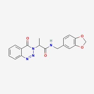 molecular formula C18H16N4O4 B2384780 N-(benzo[d][1,3]dioxol-5-ylmethyl)-2-(4-oxobenzo[d][1,2,3]triazin-3(4H)-yl)propanamide CAS No. 1235040-45-5