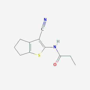molecular formula C11H12N2OS B238479 N-(3-cyano-5,6-dihydro-4H-cyclopenta[b]thiophen-2-yl)propanamide 