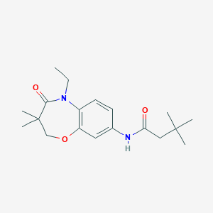 molecular formula C19H28N2O3 B2384790 N-(5-ethyl-3,3-dimethyl-4-oxo-2,3,4,5-tetrahydrobenzo[b][1,4]oxazepin-8-yl)-3,3-dimethylbutanamide CAS No. 921563-09-9