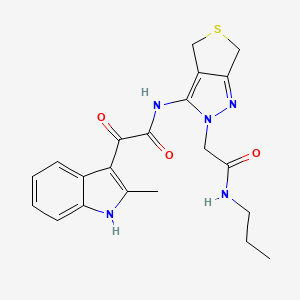 2-(2-methyl-1H-indol-3-yl)-2-oxo-N-(2-(2-oxo-2-(propylamino)ethyl)-4,6-dihydro-2H-thieno[3,4-c]pyrazol-3-yl)acetamide