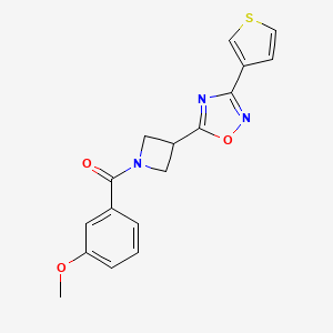 molecular formula C17H15N3O3S B2384830 (3-Methoxyphenyl)(3-(3-(thiophen-3-yl)-1,2,4-oxadiazol-5-yl)azetidin-1-yl)methanone CAS No. 1396682-35-1