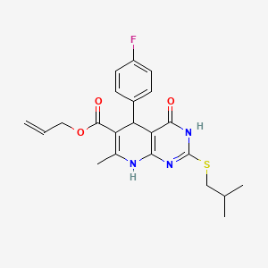 molecular formula C22H24FN3O3S B2384833 Allyl 5-(4-fluorophenyl)-2-(isobutylthio)-7-methyl-4-oxo-3,4,5,8-tetrahydropyrido[2,3-d]pyrimidine-6-carboxylate CAS No. 878625-19-5