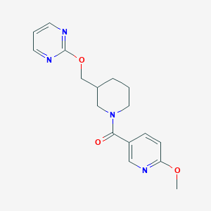 molecular formula C17H20N4O3 B2384852 (6-Methoxypyridin-3-yl)-[3-(pyrimidin-2-yloxymethyl)piperidin-1-yl]methanone CAS No. 2379977-11-2