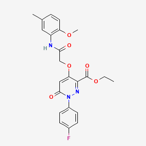 molecular formula C23H22FN3O6 B2384866 Ethyl 1-(4-fluorophenyl)-4-(2-((2-methoxy-5-methylphenyl)amino)-2-oxoethoxy)-6-oxo-1,6-dihydropyridazine-3-carboxylate CAS No. 899943-63-6