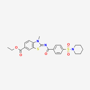 (E)-ethyl 3-methyl-2-((4-(piperidin-1-ylsulfonyl)benzoyl)imino)-2,3-dihydrobenzo[d]thiazole-6-carboxylate