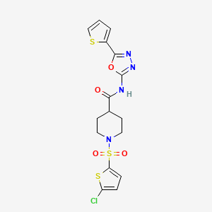 1-((5-chlorothiophen-2-yl)sulfonyl)-N-(5-(thiophen-2-yl)-1,3,4-oxadiazol-2-yl)piperidine-4-carboxamide
