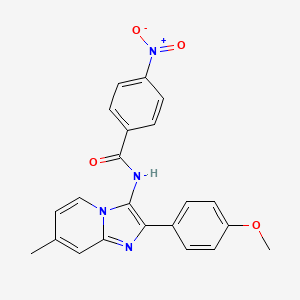 molecular formula C22H18N4O4 B2384909 N-[2-(4-methoxyphenyl)-7-methylimidazo[1,2-a]pyridin-3-yl]-4-nitrobenzamide CAS No. 850931-49-6