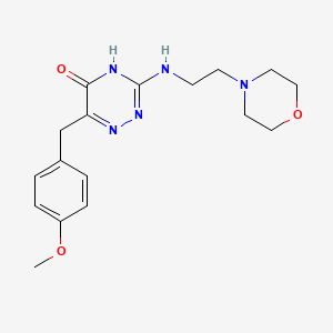molecular formula C17H23N5O3 B2384911 6-(4-methoxybenzyl)-3-((2-morpholinoethyl)amino)-1,2,4-triazin-5(4H)-one CAS No. 905781-15-9