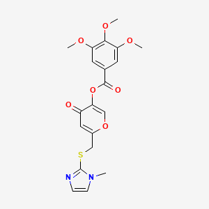 molecular formula C20H20N2O7S B2384914 6-(((1-甲基-1H-咪唑-2-基)硫代)甲基)-4-氧代-4H-吡喃-3-基 3,4,5-三甲氧基苯甲酸酯 CAS No. 896308-24-0