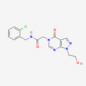 molecular formula C16H16ClN5O3 B2384919 N-[(2-chlorophenyl)methyl]-2-[1-(2-hydroxyethyl)-4-oxopyrazolo[3,4-d]pyrimidin-5-yl]acetamide CAS No. 899971-83-6