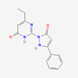 molecular formula C15H14N4O2 B2384929 6-ethyl-2-(5-oxo-3-phenyl-2,5-dihydro-1H-pyrazol-1-yl)-4(3H)-pyrimidinone CAS No. 861207-22-9