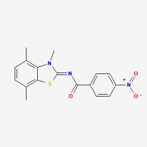 4-nitro-N-(3,4,7-trimethyl-1,3-benzothiazol-2-ylidene)benzamide