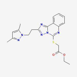 molecular formula C20H22N6O2S B2384948 Ethyl 2-[[2-[2-(3,5-dimethylpyrazol-1-yl)ethyl]-[1,2,4]triazolo[1,5-c]quinazolin-5-yl]sulfanyl]acetate CAS No. 1023363-24-7