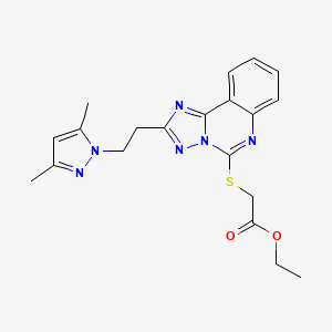 Ethyl 2-[[2-[2-(3,5-dimethylpyrazol-1-yl)ethyl]-[1,2,4]triazolo[1,5-c]quinazolin-5-yl]sulfanyl]acetate