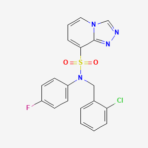 molecular formula C19H14ClFN4O2S B2384950 N-[(2-chlorophenyl)methyl]-N-(4-fluorophenyl)-[1,2,4]triazolo[4,3-a]pyridine-8-sulfonamide CAS No. 1251547-00-8