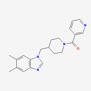 molecular formula C21H24N4O B2384973 (4-((5,6-dimethyl-1H-benzo[d]imidazol-1-yl)methyl)piperidin-1-yl)(pyridin-3-yl)methanone CAS No. 1207035-23-1