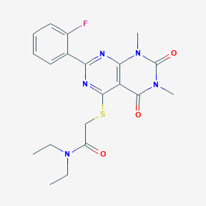 N,N-diethyl-2-((2-(2-fluorophenyl)-6,8-dimethyl-5,7-dioxo-5,6,7,8-tetrahydropyrimido[4,5-d]pyrimidin-4-yl)thio)acetamide