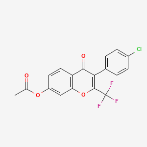molecular formula C18H10ClF3O4 B2384999 3-(4-chlorophenyl)-4-oxo-2-(trifluoromethyl)-4H-chromen-7-yl acetate CAS No. 848680-20-6