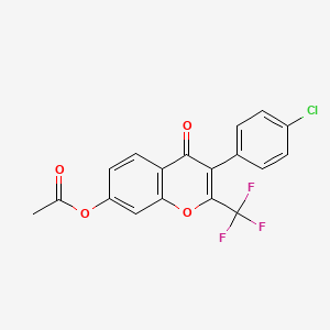 B2384999 3-(4-chlorophenyl)-4-oxo-2-(trifluoromethyl)-4H-chromen-7-yl acetate CAS No. 848680-20-6