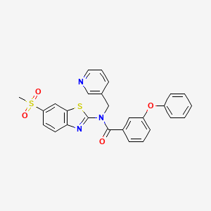 molecular formula C27H21N3O4S2 B2385011 N-(6-(methylsulfonyl)benzo[d]thiazol-2-yl)-3-phenoxy-N-(pyridin-3-ylmethyl)benzamide CAS No. 922450-52-0