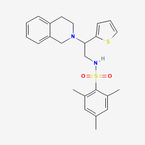N-(2-(3,4-dihydroisoquinolin-2(1H)-yl)-2-(thiophen-2-yl)ethyl)-2,4,6-trimethylbenzenesulfonamide