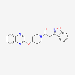 molecular formula C22H20N4O3 B2385023 2-(Benzo[d]isoxazol-3-yl)-1-(4-(quinoxalin-2-yloxy)piperidin-1-yl)ethanone CAS No. 1704985-23-8