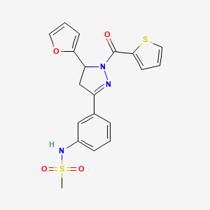 N-[3-[3-(furan-2-yl)-2-(thiophene-2-carbonyl)-3,4-dihydropyrazol-5-yl]phenyl]methanesulfonamide