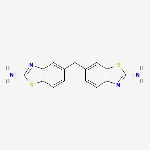 molecular formula C15H12N4S2 B2385028 6-[(2-Amino-1,3-benzothiazol-5-yl)methyl]-1,3-benzothiazol-2-amine CAS No. 300396-47-8