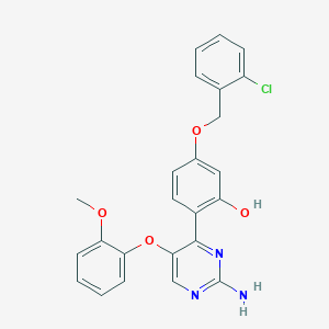 2-(2-Amino-5-(2-methoxyphenoxy)pyrimidin-4-yl)-5-((2-chlorobenzyl)oxy)phenol