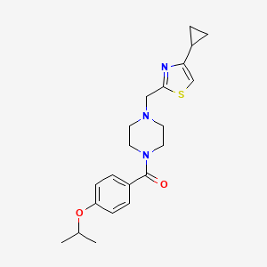 molecular formula C21H27N3O2S B2385044 (4-((4-Cyclopropylthiazol-2-yl)methyl)piperazin-1-yl)(4-isopropoxyphenyl)methanone CAS No. 1105233-64-4