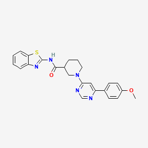 molecular formula C24H23N5O2S B2385053 N-(1,3-benzothiazol-2-yl)-1-[6-(4-methoxyphenyl)pyrimidin-4-yl]piperidine-3-carboxamide CAS No. 1396711-15-1