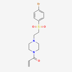 molecular formula C15H19BrN2O3S B2385091 1-[4-[2-(4-Bromophenyl)sulfonylethyl]piperazin-1-yl]prop-2-en-1-one CAS No. 2128701-76-6
