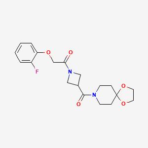 molecular formula C19H23FN2O5 B2385093 1-(3-(1,4-Dioxa-8-azaspiro[4.5]decane-8-carbonyl)azetidin-1-yl)-2-(2-fluorophenoxy)ethanone CAS No. 1351617-49-6