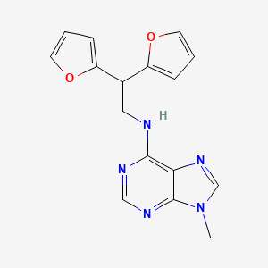 molecular formula C16H15N5O2 B2385097 N-[2,2-Bis(furan-2-yl)ethyl]-9-methylpurin-6-amine CAS No. 2379984-90-2