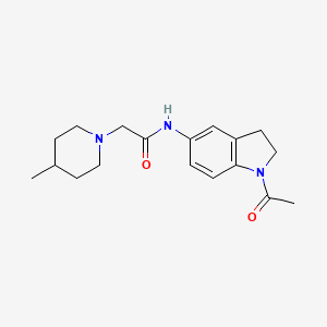 molecular formula C18H25N3O2 B2385101 N-(1-acetyl-2,3-dihydro-1H-indol-5-yl)-2-(4-methylpiperidin-1-yl)acetamide CAS No. 670270-78-7