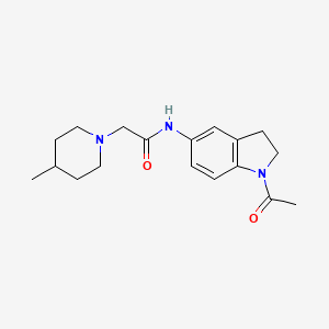 molecular formula C18H25N3O2 B2385101 N-(1-乙酰基-2,3-二氢吲哚-5-基)-2-(4-甲基哌啶-1-基)乙酰胺 CAS No. 670270-78-7