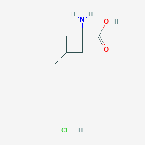 1-Amino-3-cyclobutylcyclobutane-1-carboxylic acid;hydrochloride