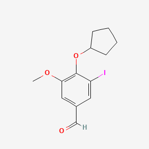 molecular formula C13H15IO3 B2385109 4-(Cyclopentyloxy)-3-iodo-5-methoxybenzaldehyde CAS No. 828299-77-0