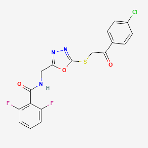 molecular formula C18H12ClF2N3O3S B2385112 N-((5-((2-(4-氯苯基)-2-氧代乙基)硫代)-1,3,4-恶二唑-2-基)甲基)-2,6-二氟苯甲酰胺 CAS No. 872621-77-7