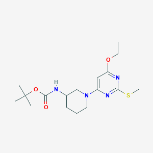 molecular formula C17H28N4O3S B2385129 tert-Butyl (1-(6-ethoxy-2-(methylthio)pyrimidin-4-yl)piperidin-3-yl)carbamate CAS No. 1353944-34-9