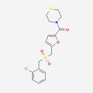 (5-(((2-Chlorobenzyl)sulfonyl)methyl)furan-2-yl)(thiomorpholino)methanone