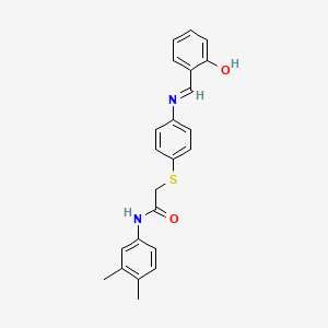 N-(3,4-dimethylphenyl)-2-[(4-{[(E)-(2-hydroxyphenyl)methylidene]amino}phenyl)sulfanyl]acetamide