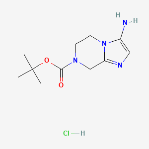 molecular formula C11H19ClN4O2 B2385144 tert-butyl3-amino-5H,6H,7H,8H-imidazo[1,2-a]pyrazine-7-carboxylatehydrochloride CAS No. 2287318-38-9